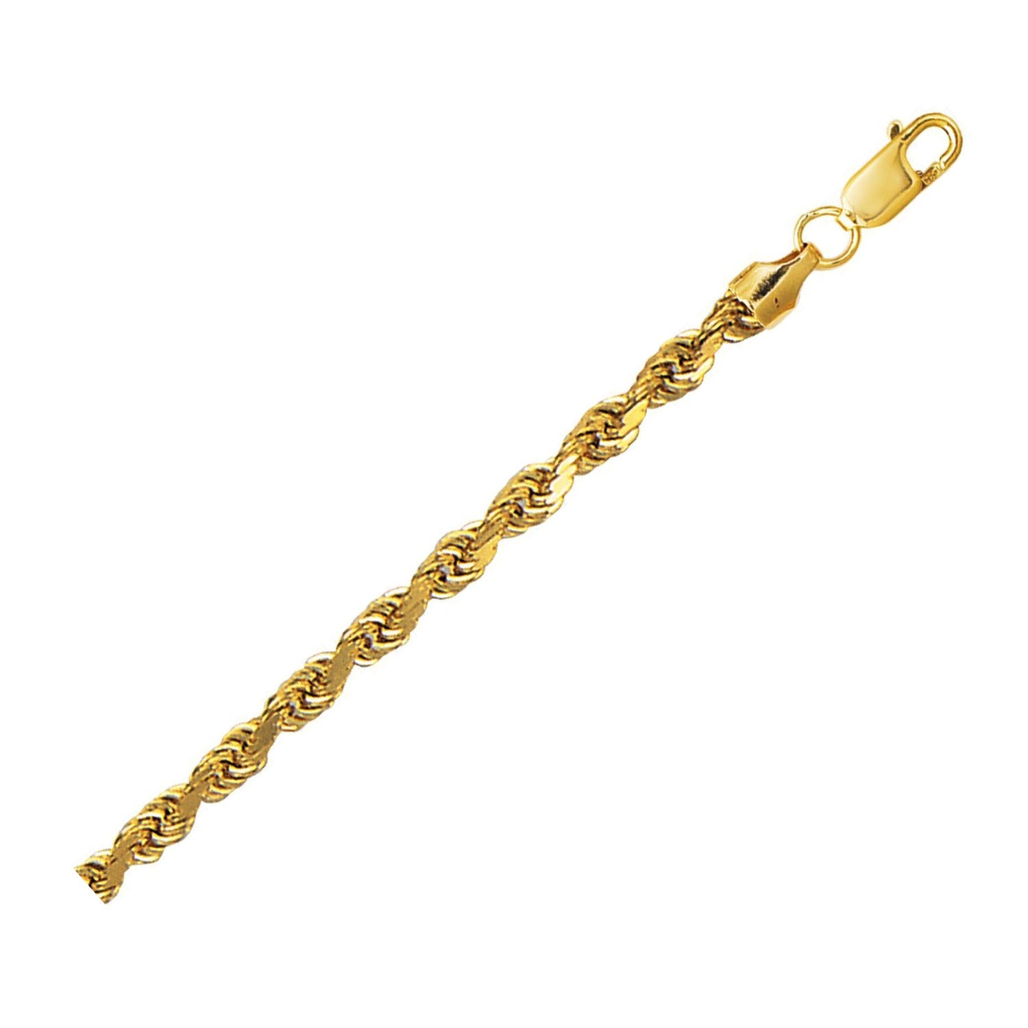 10K Yellow Gold Lite Hollow Diamond Cut Rope Chain (4.00 mm) in a sleek high-contrast midnight luxury editorial style
